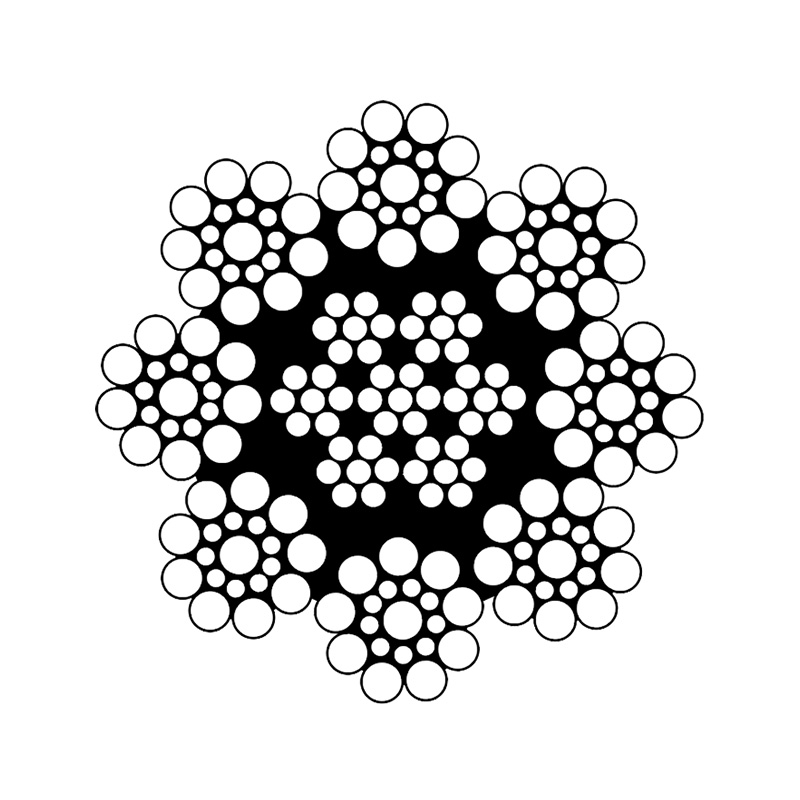 EN 12385-4 Classe 8×19S-IWRC Cabo de aço – Construção de vedação de 8 fios com IWRC